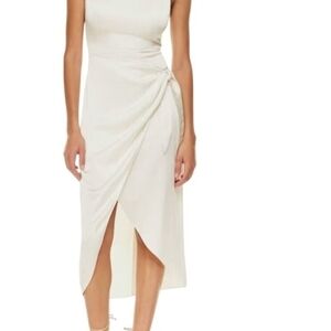 Wilfred Cream Asymmetrical Wrap Dress